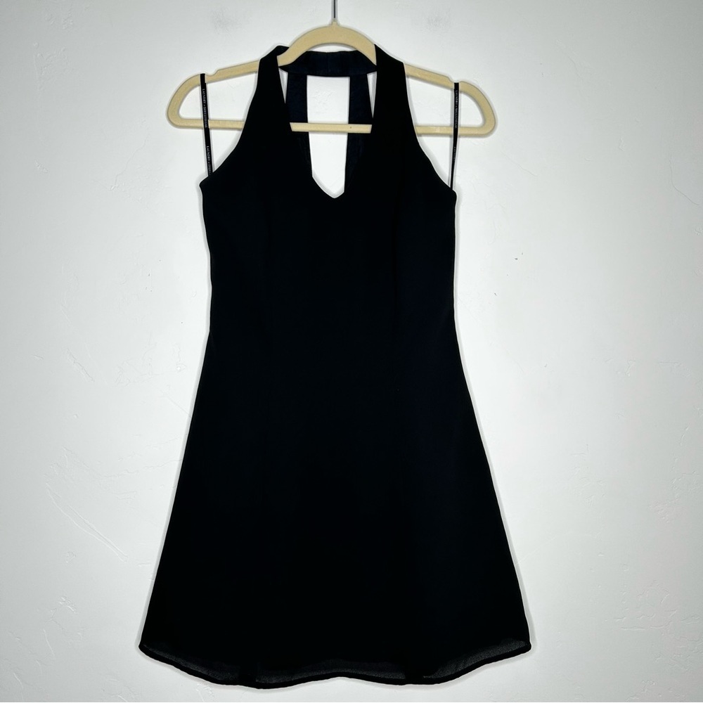Vintage 90's Laundry By Shelli Segal Black Mini Dress Keyhole Back LBD Size 2